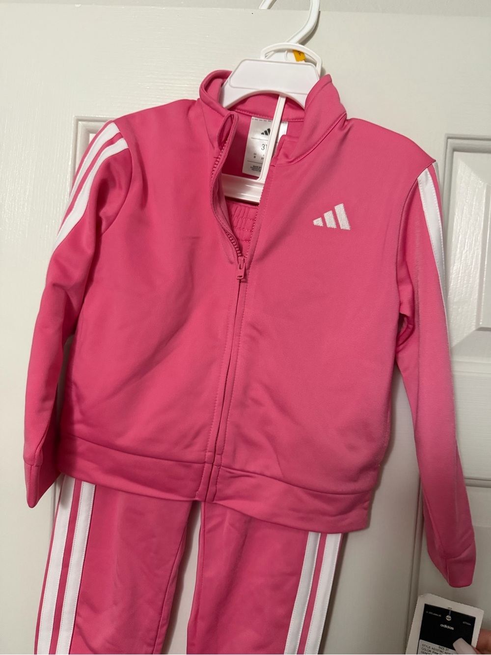 Adidas girls pink 2 piece tracksuit jacket & jogger set size 3T NWT - Picture 4 of 5